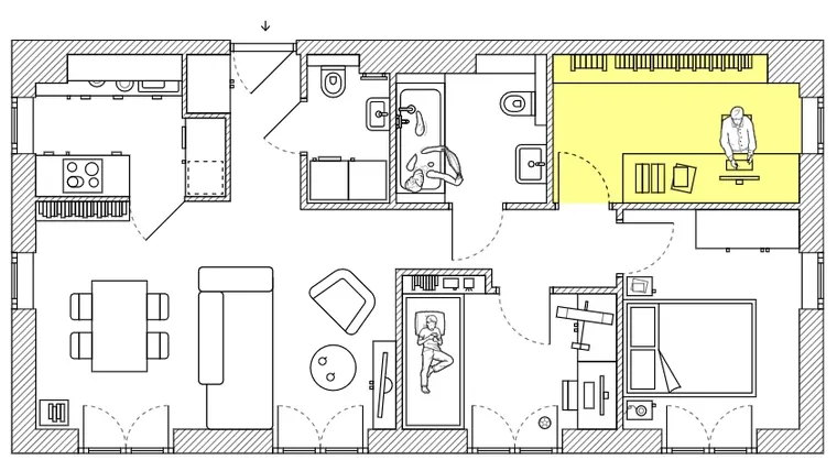 Rzut - Mieszkanie na sprzedaż 4 pokoje o powierzchni 64 m² - numer 51 w mieszkania przy chmielnej