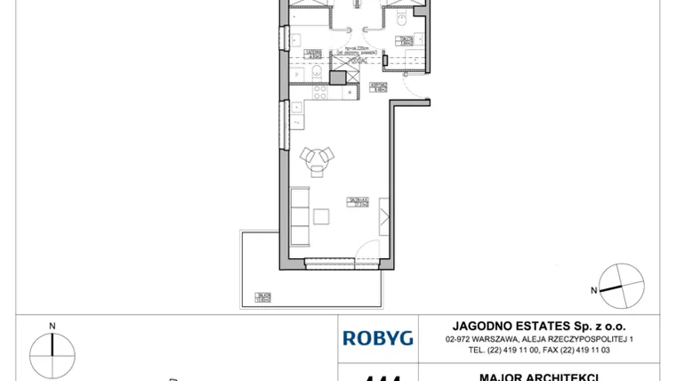 Rzut - Mieszkanie na sprzedaż 3 pokoje o powierzchni 67,94 m² - numer RJ2/D/1/9 w Robyg Jagodno - Etap II