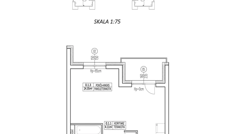 Rzut - Mieszkanie na sprzedaż 1 pokój o powierzchni 32,9 m² - numer 301 w Osiedle Złota Podkowa Etap II