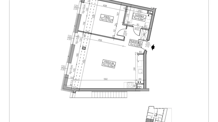 Rzut - Mieszkanie na sprzedaż 2 pokoje o powierzchni 54,44 m² - numer 136 w Regal Park