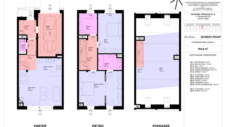 Rzut - Dom na sprzedaż 5 pokoi o powierzchni 168,55 m² - numer 4 w Osiedle Skowronka etap II