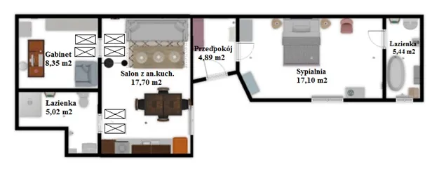 Rzut - Mieszkanie na sprzedaż 3 pokoje o powierzchni 58,5 m² - numer M4 w Lofty Lubicz