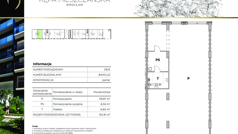 Rzut - Lokal użytkowy na sprzedaż 1 pokój o powierzchni 134,91 m² - numer AK1.LU02 w Kępa Mieszczańska