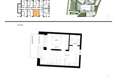 Rzut - Mieszkanie na sprzedaż 2 pokoje o powierzchni 39,4 m² - numer A2.15 w Apartamenty Dźwirzyno