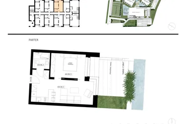 Rzut - Mieszkanie na sprzedaż 2 pokoje o powierzchni 39,22 m² - numer A4.06 w Apartamenty Dźwirzyno