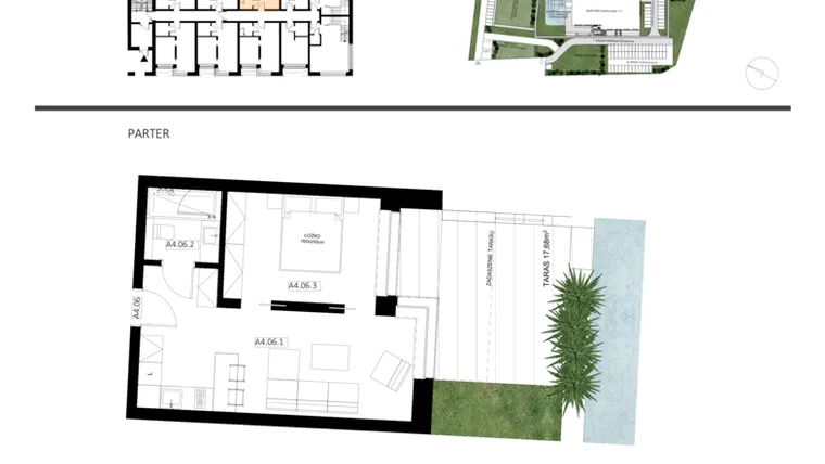 Rzut - Mieszkanie na sprzedaż 2 pokoje o powierzchni 39,22 m² - numer A4.06 w Apartamenty Dźwirzyno