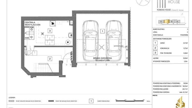 Rzut - Dom na sprzedaż 5 pokoi o powierzchni 244,62 m² - numer C w Rumiana House