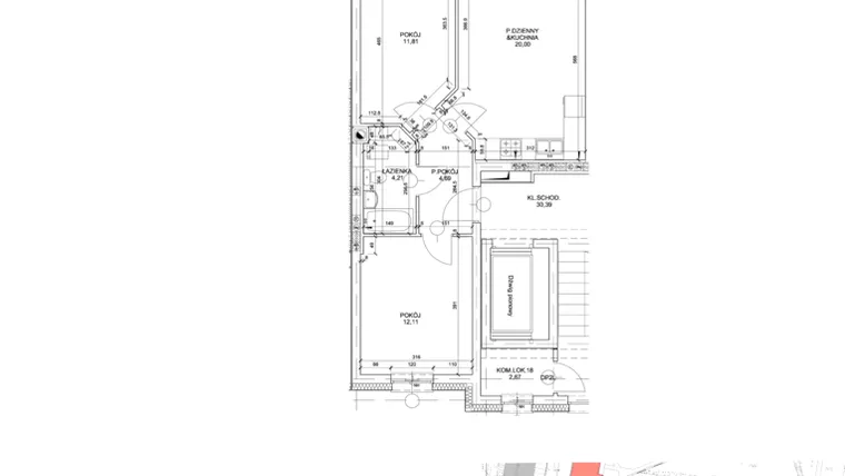 Rzut - Mieszkanie na sprzedaż 3 pokoje o powierzchni 53,77 m² - numer 25 w Osiedle Tęczowe F-1