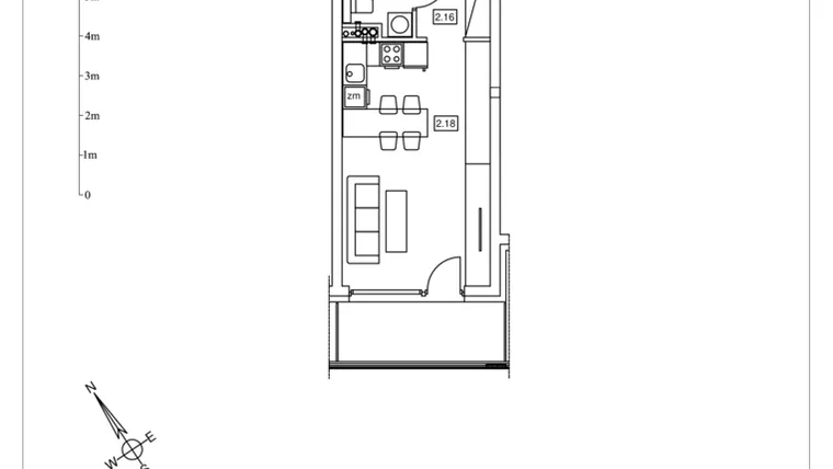 Rzut - Mieszkanie na sprzedaż 1 pokój o powierzchni 30 m² - numer B.15 w Apartamenty Kosocicka