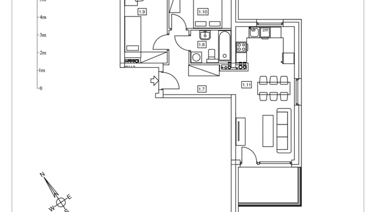 Rzut - Mieszkanie na sprzedaż 3 pokoje o powierzchni 56,86 m² - numer B.7 w Apartamenty Kosocicka
