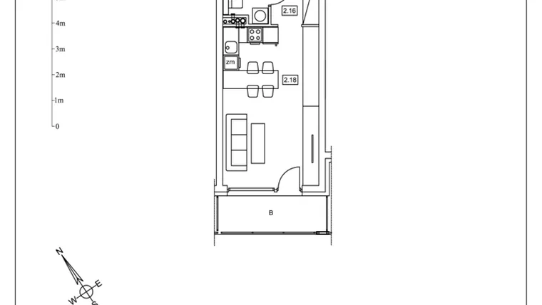 Rzut - Mieszkanie na sprzedaż 1 pokój o powierzchni 30,1 m² - numer C.15 w Apartamenty Kosocicka