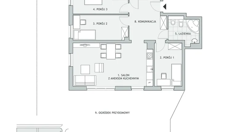 Rzut - Mieszkanie na sprzedaż 4 pokoje o powierzchni 83,62 m² - numer AC1.0 w Aleksandria