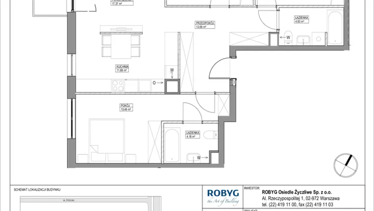 Rzut - Mieszkanie na sprzedaż 4 pokoje o powierzchni 88,68 m² - numer OZP/5/A/1/8 w Osiedle Życzliwa Praga - Etap V