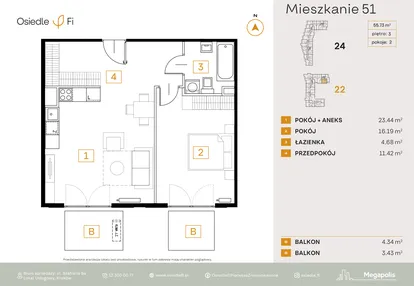 Mieszkanie w inwestycji: Osiedle Fi bud. 22, 24