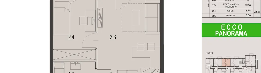 Mieszkanie w inwestycji: Ecco Panorama etap II budynki C, D