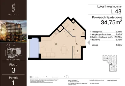 Mieszkanie w inwestycji: Sky Trust etap III - apartamenty inwestycyjne 23% VAT