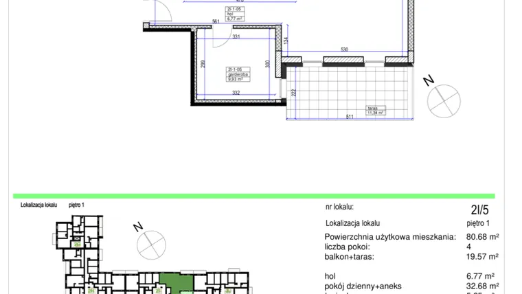 Rzut - Mieszkanie na sprzedaż 4 pokoje o powierzchni 80,68 m² - numer IV.2I-5 w Nowe Ogrody