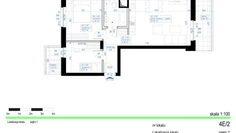 Rzut - Mieszkanie na sprzedaż 3 pokoje o powierzchni 53,65 m² - numer V.4E/2 w Nowe Ogrody