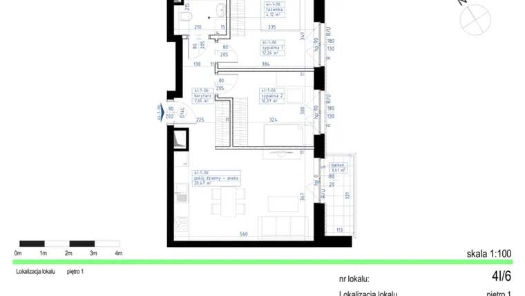 Rzut - Mieszkanie na sprzedaż 3 pokoje o powierzchni 54,27 m² - numer V.4I/6 w Nowe Ogrody