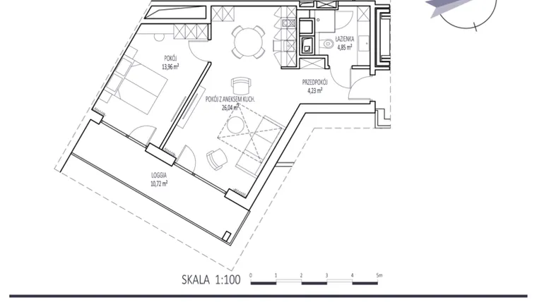 Rzut - Mieszkanie na sprzedaż 2 pokoje o powierzchni 49,08 m² - numer C-09 w Apartamenty na Klifie