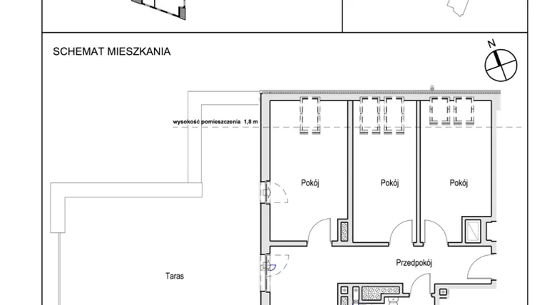 Rzut - Mieszkanie na sprzedaż 4 pokoje o powierzchni 74,15 m² - numer H 80.4C w Słoneczny Zakątek