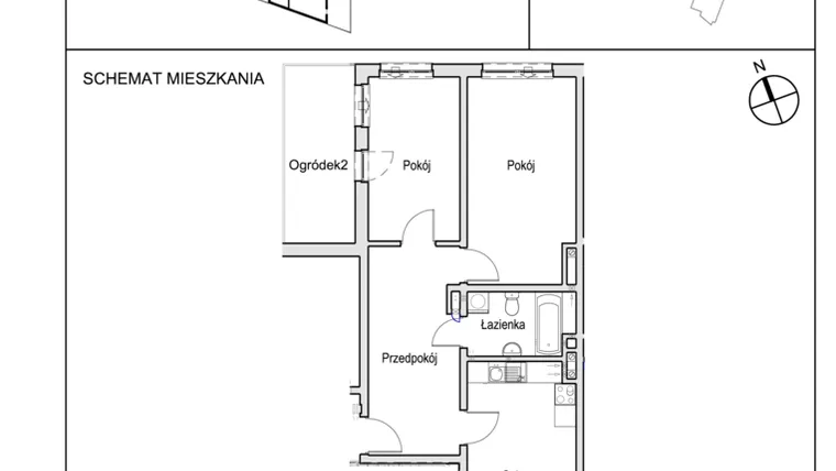 Rzut - Mieszkanie na sprzedaż 3 pokoje o powierzchni 65,09 m² - numer H 80a.1D w Słoneczny Zakątek