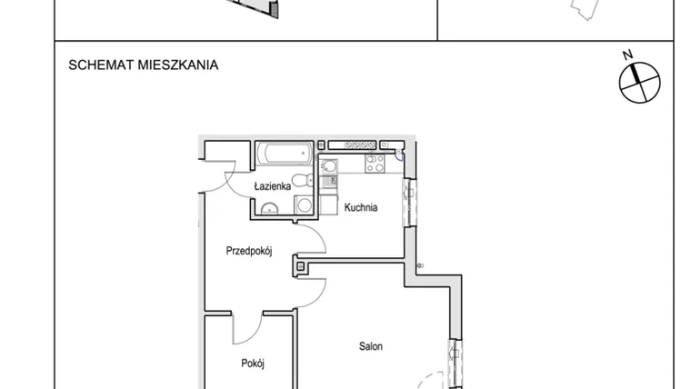 Rzut - Mieszkanie na sprzedaż 2 pokoje o powierzchni 56,22 m² - numer H 80a.2B w Słoneczny Zakątek