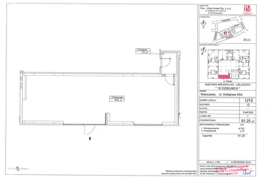 Rzut - Lokal użytkowy na sprzedaż 1 pokój o powierzchni 91,25 m² - numer G-U15 w 19. Dzielnica