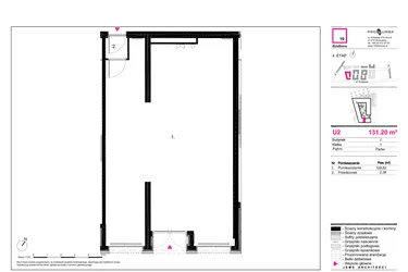 Rzut - Lokal użytkowy na sprzedaż 1 pokój o powierzchni 131,2 m² - numer I-U2 w 19. Dzielnica