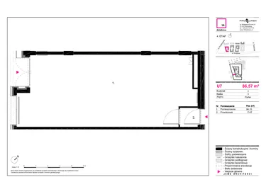 Rzut - Lokal użytkowy na sprzedaż 1 pokój o powierzchni 86,57 m² - numer I-U7 w 19. Dzielnica