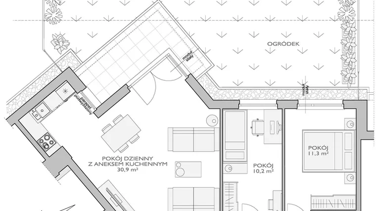 Rzut - Mieszkanie na sprzedaż 3 pokoje o powierzchni 71,76 m² - numer FF/N/3/4 w Fort Forest