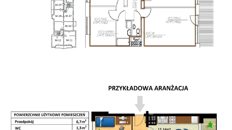 Rzut - Mieszkanie na sprzedaż 3 pokoje o powierzchni 62,66 m² - numer H.47 w Bartla 19