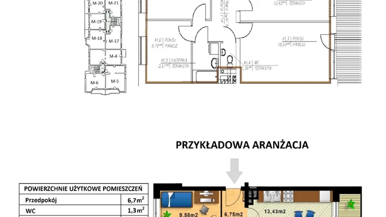 Rzut - Mieszkanie na sprzedaż 3 pokoje o powierzchni 63,08 m² - numer H.41 w Bartla 19