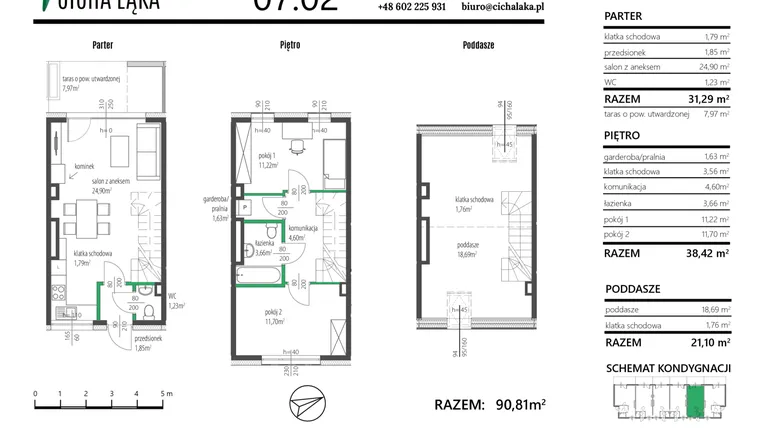 Rzut - Dom na sprzedaż 4 pokoje o powierzchni 90,81 m² - numer 07.02 w Cicha Łąka