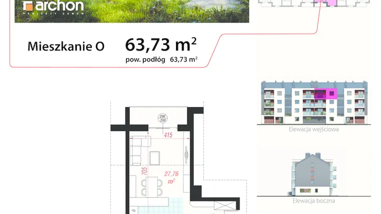 Rzut - Mieszkanie na sprzedaż 3 pokoje o powierzchni 63,73 m² - numer 7O w Osiedle Oliwia