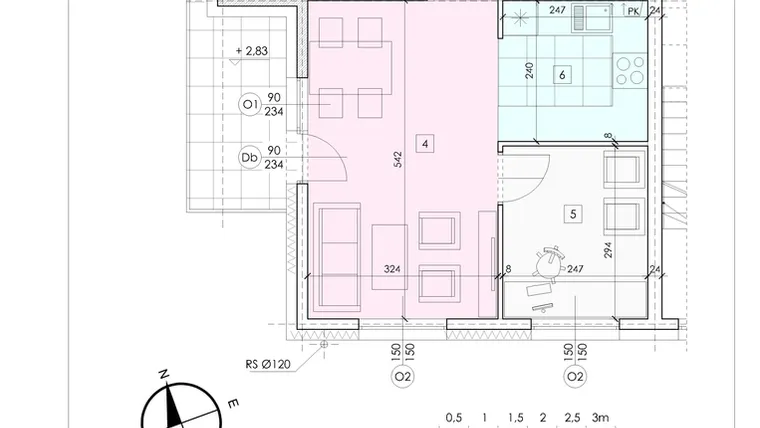 Rzut - Mieszkanie na sprzedaż 3 pokoje o powierzchni 50,7 m² - numer B.7 w Osiedle Fabryczna