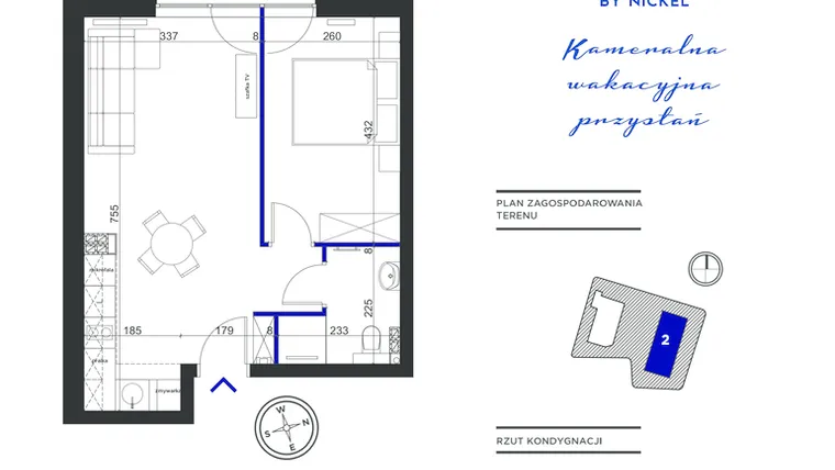 Rzut - Mieszkanie na sprzedaż 2 pokoje o powierzchni 40,36 m² - numer KOL 2/20 w Apartamenty Koło Brzegu