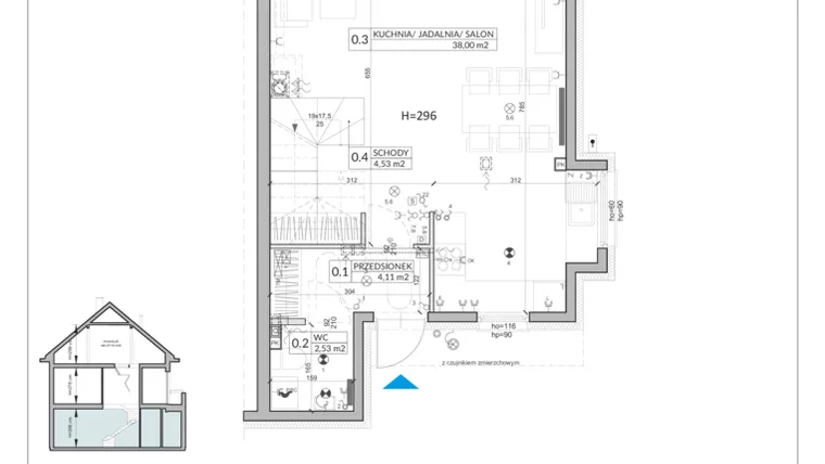 Rzut - Dom na sprzedaż 4 pokoje o powierzchni 93,94 m² - numer 47B w Wille Wilanów
