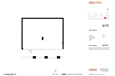 Rzut - Lokal użytkowy na sprzedaż 1 pokój o powierzchni 81,2 m² - numer U11 w Osiedle Primo