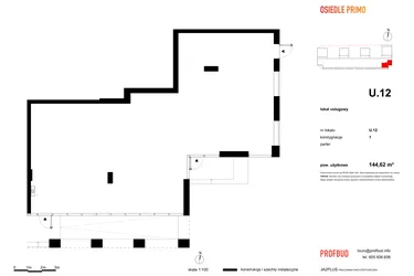 Rzut - Lokal użytkowy na sprzedaż 1 pokój o powierzchni 160,98 m² - numer U12 w Osiedle Primo