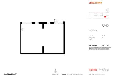 Rzut - Lokal użytkowy na sprzedaż 1 pokój o powierzchni 80,45 m² - numer U13 w Osiedle Primo