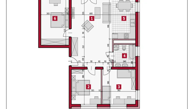 Rzut - Mieszkanie na sprzedaż 4 pokoje o powierzchni 90,72 m² - numer B4-1-B w Osiedle Lajkonik