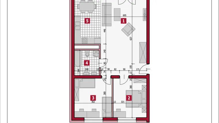 Rzut - Mieszkanie na sprzedaż 3 pokoje o powierzchni 75,3 m² - numer B2-0-A w Osiedle Lajkonik