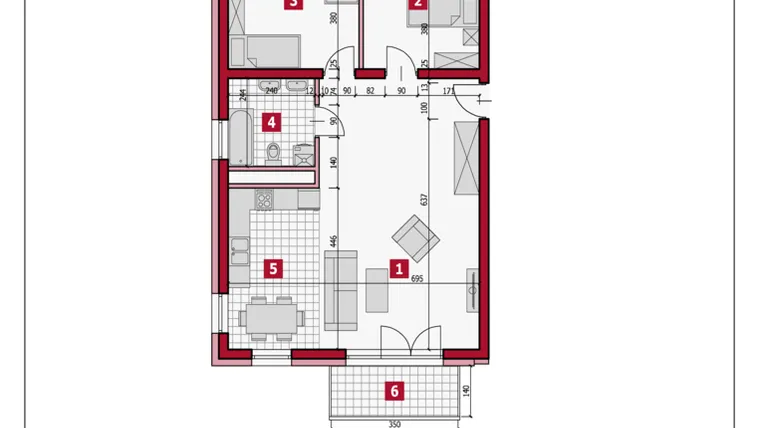Rzut - Mieszkanie na sprzedaż 3 pokoje o powierzchni 75,26 m² - numer B7-1-A w Osiedle Lajkonik