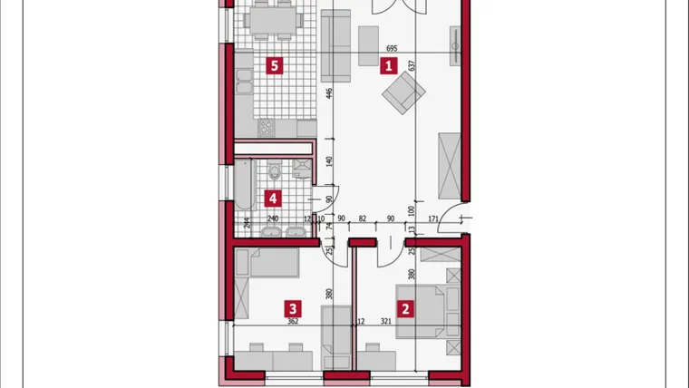 Rzut - Mieszkanie na sprzedaż 3 pokoje o powierzchni 75,14 m² - numer B3-1-A w Osiedle Lajkonik