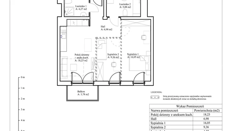 Rzut - Mieszkanie na sprzedaż 3 pokoje o powierzchni 60,84 m² - numer 507 w Mój Dom Etap IV