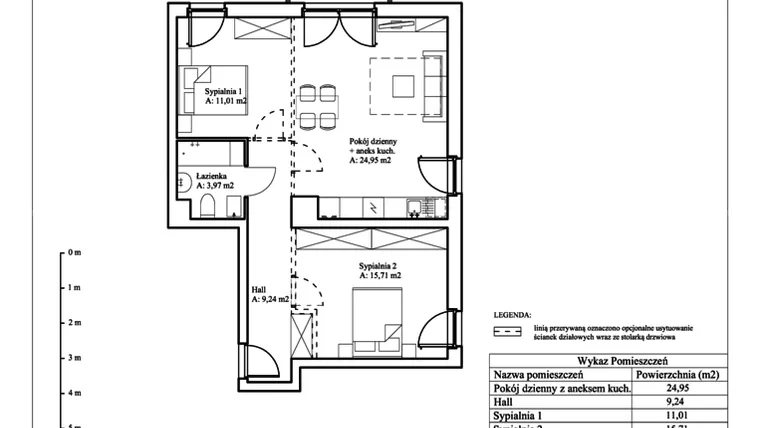 Rzut - Mieszkanie na sprzedaż 3 pokoje o powierzchni 64,88 m² - numer 404 w Mój Dom Etap IV