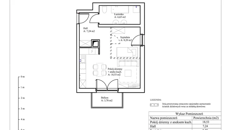 Rzut - Mieszkanie na sprzedaż 2 pokoje o powierzchni 40,62 m² - numer 305 w Mój Dom Etap IV