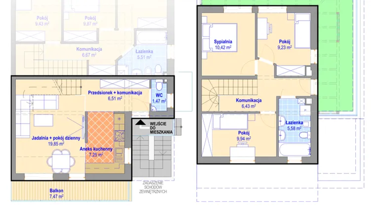 Rzut - Mieszkanie na sprzedaż 4 pokoje o powierzchni 76,78 m² - numer 24/2 w Wzgórze Witkowickie