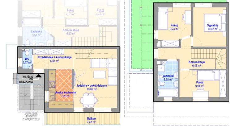 Rzut - Mieszkanie na sprzedaż 4 pokoje o powierzchni 77,45 m² - numer 23/2 w Wzgórze Witkowickie